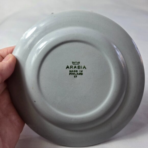 THREE Arabia of Finland Blue Rose Bread Plates Gray/Blue Blue Flowers & Bands - Picture 9 of 10